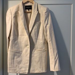 LAFAYETTE 148. Cream & glittery gold blazer. Elegant. Pairs well with jeans.